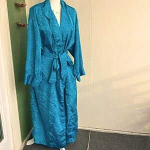 Vintage 80s 90s Gold Label Victoria's Secret Teal Robe